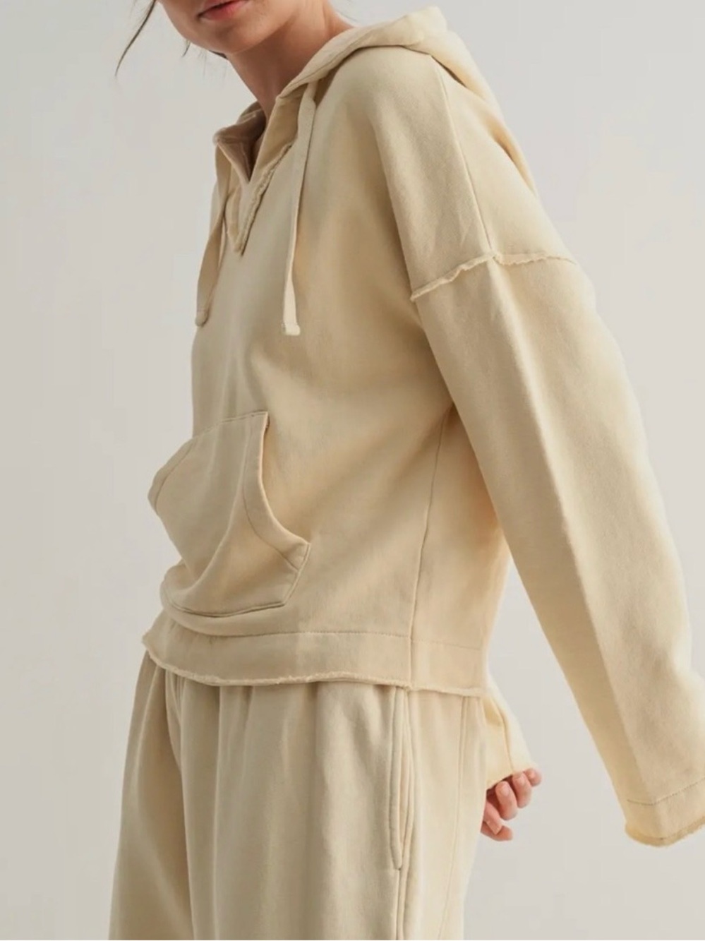 MONO B  V-Neck Hoodie Sweatshirt
